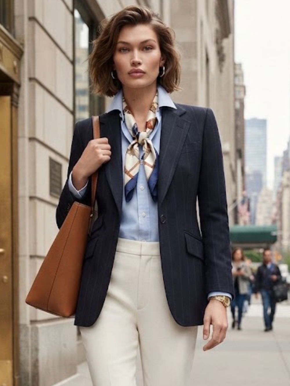 Lauren Ralph Lauren 100% Wool Pinstriped Blue Blazer